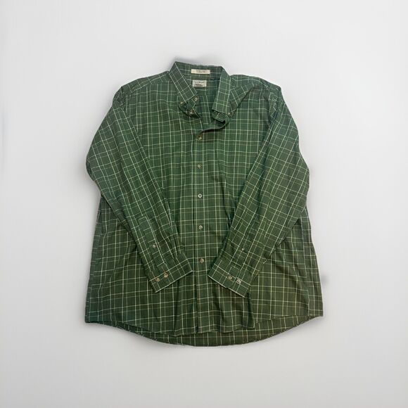 L.L. Bean Long Sleeve Green Plaid Wrinkle Free Button Front Shirt‎ Men's XL-REG - Picture 9 of 9